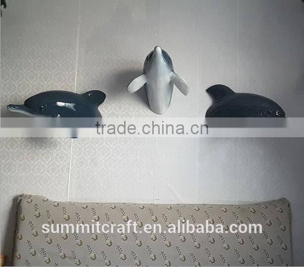 Resin 3D dolphin sculpure wall mount decor