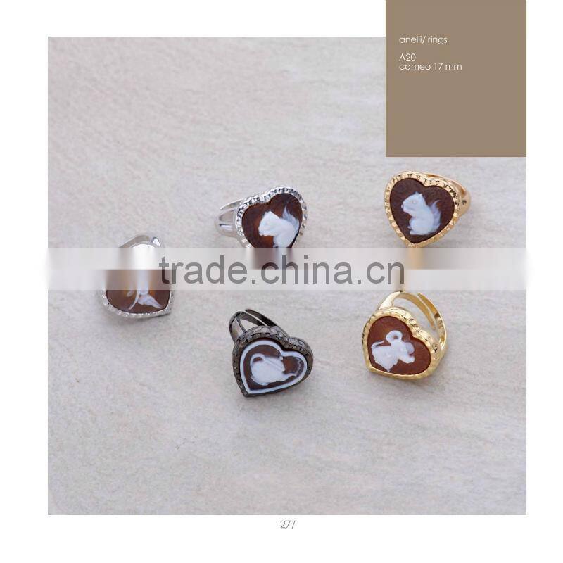 925 Sterling Silver Heart-Shaped Handmade Cameo Pendants Made in Italy P20 cameo17mm