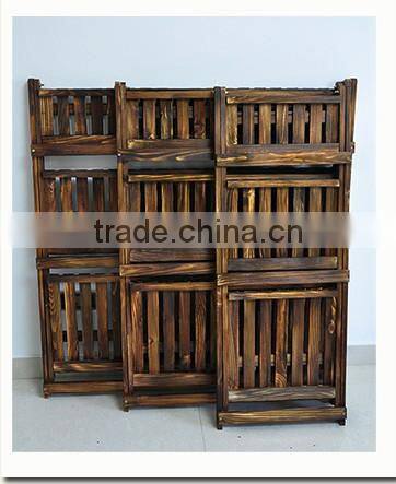 Carbonized antiseptic balcony multi-storey wooden flower display shelf