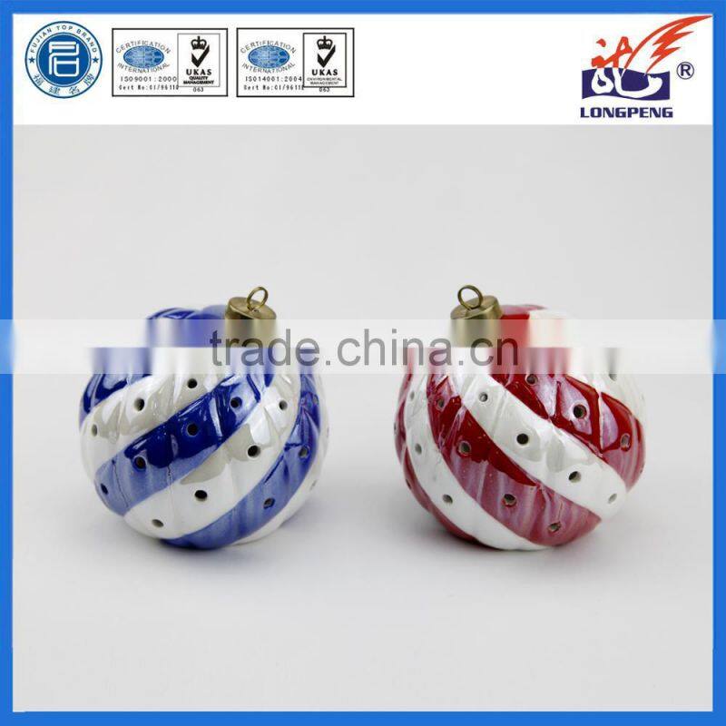 Ceramic christmas ball hanging ornament with LED