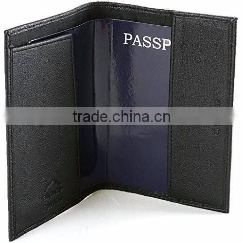 Fashion genuine oil wax leather rfid mens travel passport holder