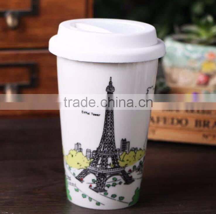 custom ceramic coffee mug with silicone lid
