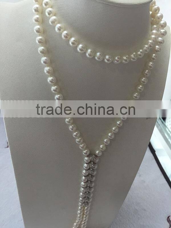 latest design 9-10mm long freshwater pearl necklace