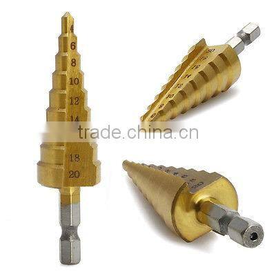4-20mm HSS Hex Shank TiN Coated Step Drill