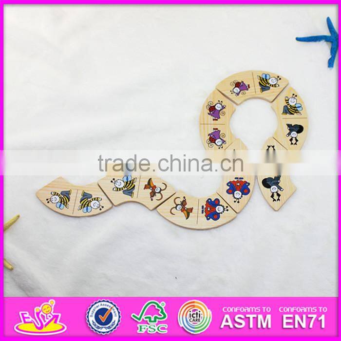 2016 hot sale funny children wooden domino toy W15A063