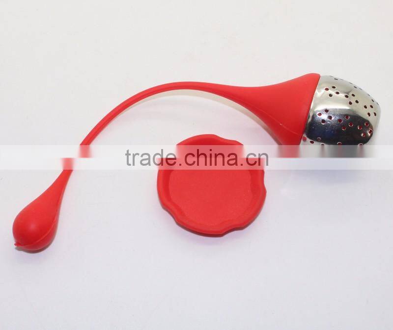 Food Grade silicone loose leaf tea infuser,silicone tea filter,silicone tea strainer with stainless steel ball