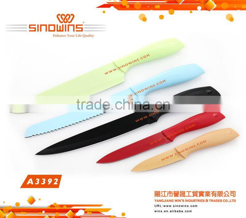 A3404-7 Super Quality 5pcs Stainless Steel Knife Set with Non-stick Coating