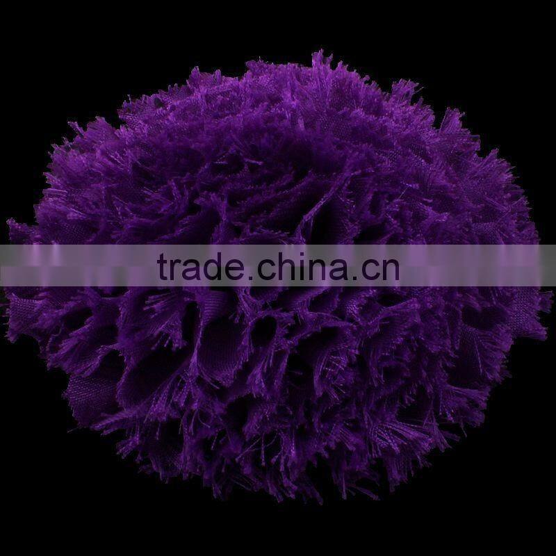 fraying chiffon flower puff ball for kids hair accessories