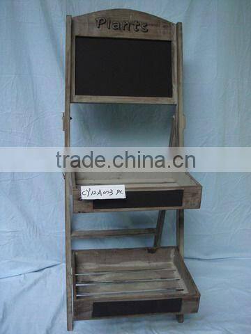 2 tiers Antique Wood Flower Display Stand with blackboard