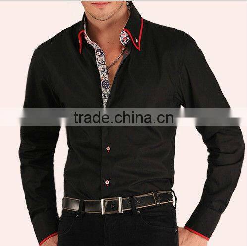 Mens Italian Slim Fit Shirt contrast collar fashion dress shirts