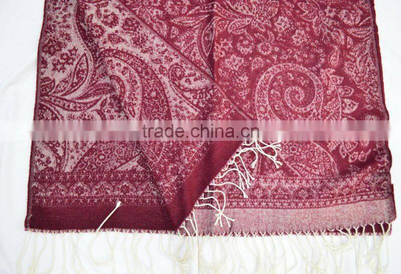 2017 the latest lady jacquard soft 100%acrylic paisley floral scarf shawl