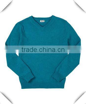boys 100 % cotton dark teal heather v-neck sweater