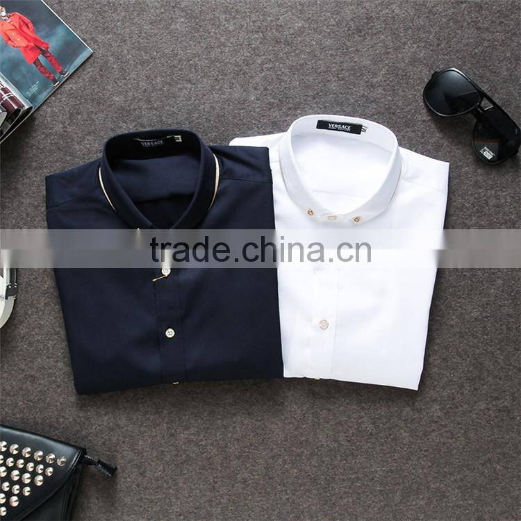 2015 Fashion design button down long sleeve slim fit jeans shirt