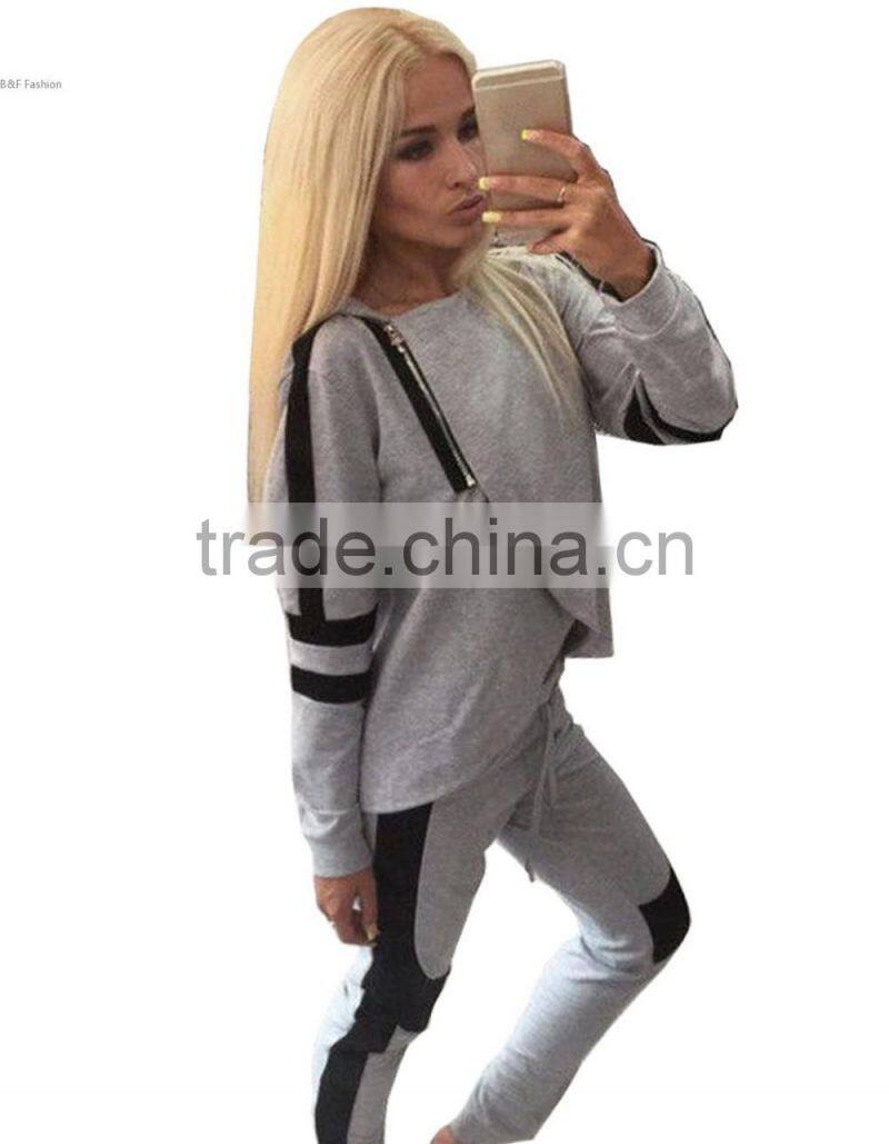 Womens Tracksuit Set 2016 Lady O Neck Long Sleeve Sweatshirt Tops Pants Suit Casual 2 piece Set women sweat suits sweatsuit