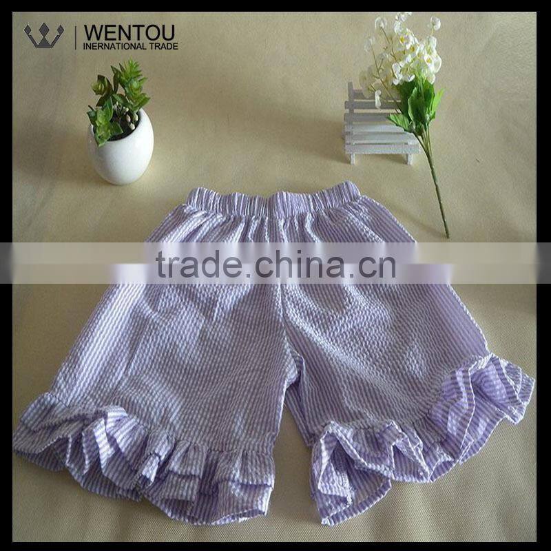 New Personalized Striped Ruffle Seersucker Girls Shorts