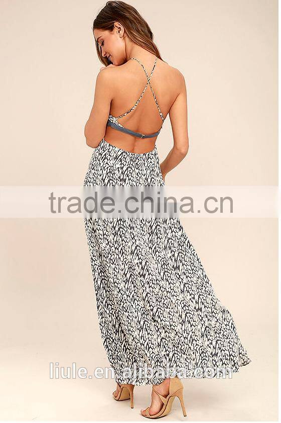 stylish maxi dress summer lady printed halter dress fashion dress design