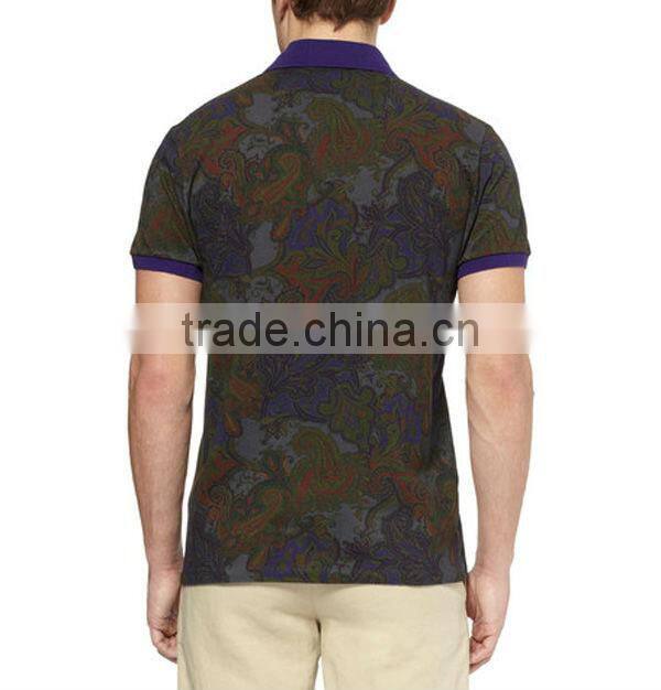 Paisley-print cotton-blend customize mens shirt polo