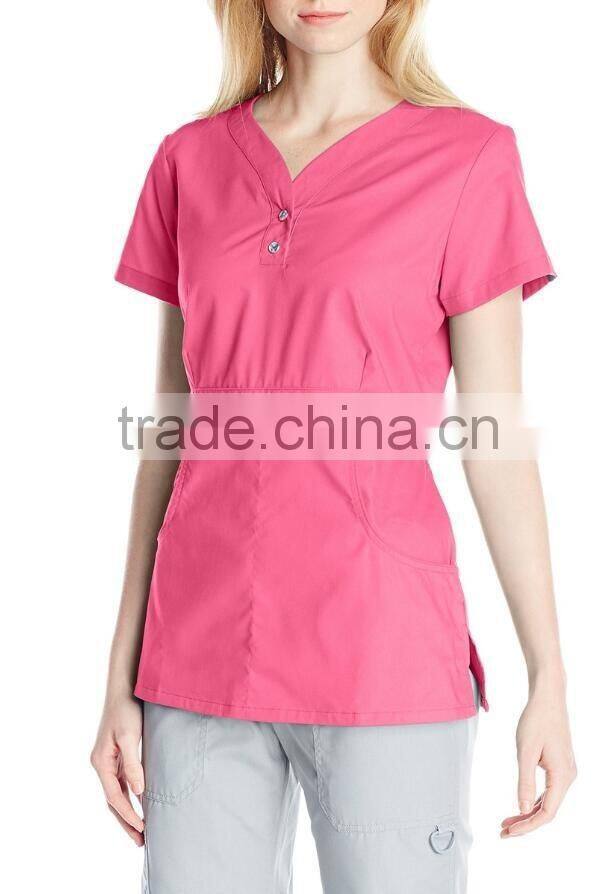 women's button-front scrub top longer length medical scrub