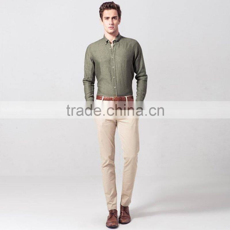 Men's long sleeve flax casual shirt