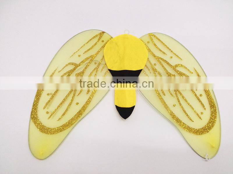 Factory outlet net yarn yellow bee pattern wholesale butterflt wings for sales