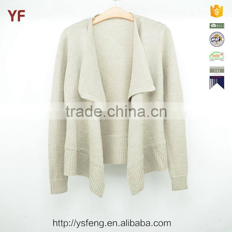 White Big Collar Womens Jerseys Knitted Cardigan Sweater