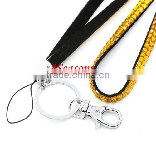 Orange Yellow Acrylic Strap Lanyard For ID Card /Mobile Phone With Lobster Clasp Key Ring 44cm