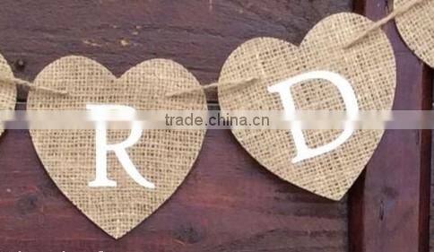 Hessian Burlap Hearts Rustic Vintage Wedding CARDS Mini Bunting Banner Sign