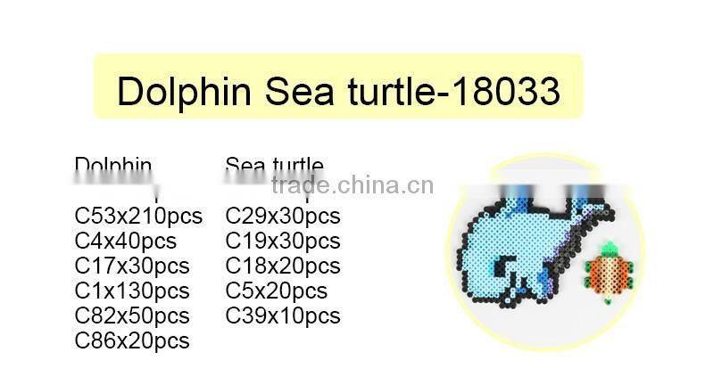 Diyfashion 5mm hama perler fuse beads dolphin sea turtle set with puzzle iron paper and twezzer hama beads toys for kids 18033