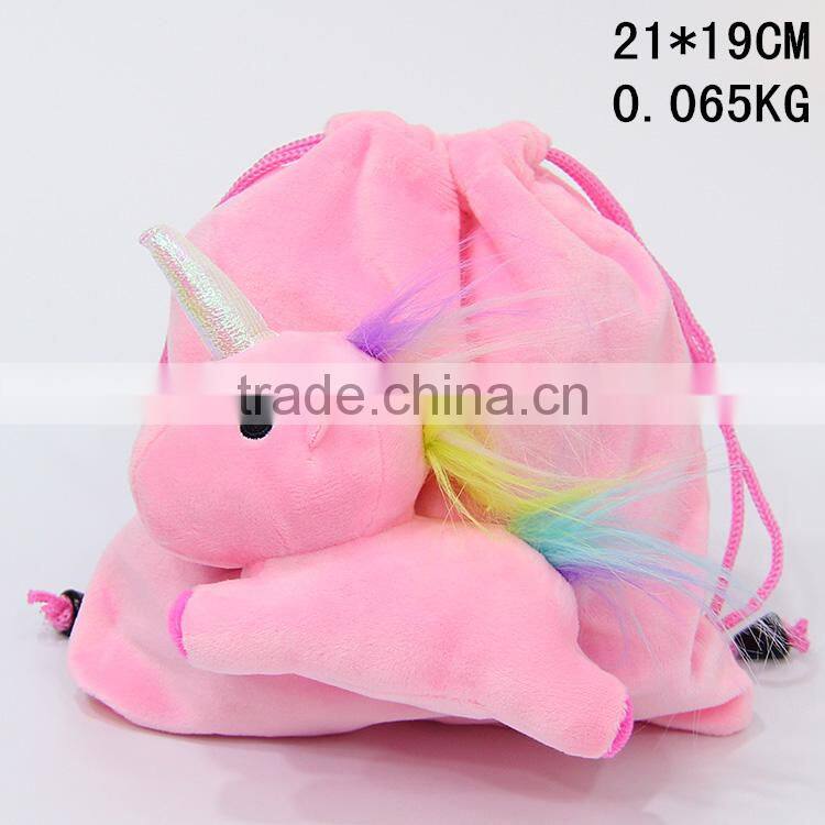 Unicorn Cute Putting Things Cartoon Anime Plush Drawstring Bag