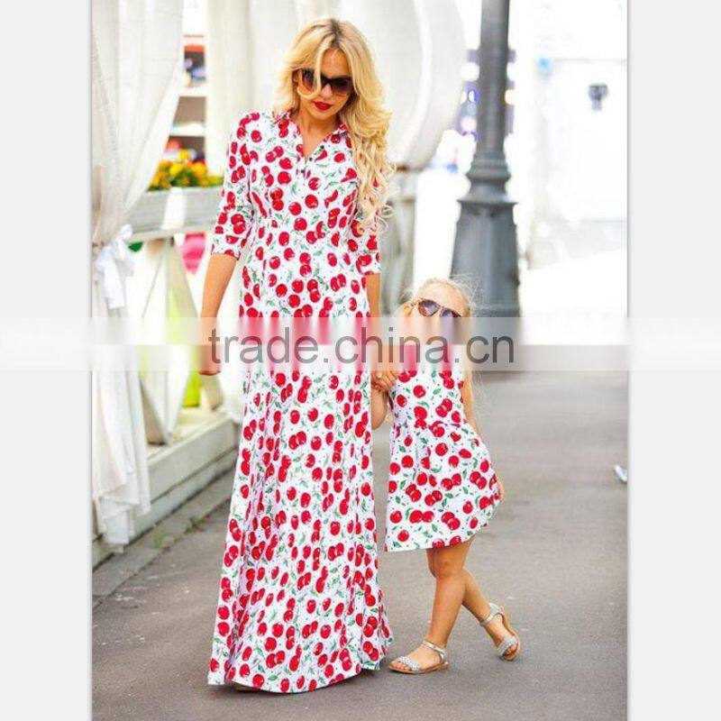 Mother and Daughter Beach Maxi Dresses Summen Women Sunscreen Dress