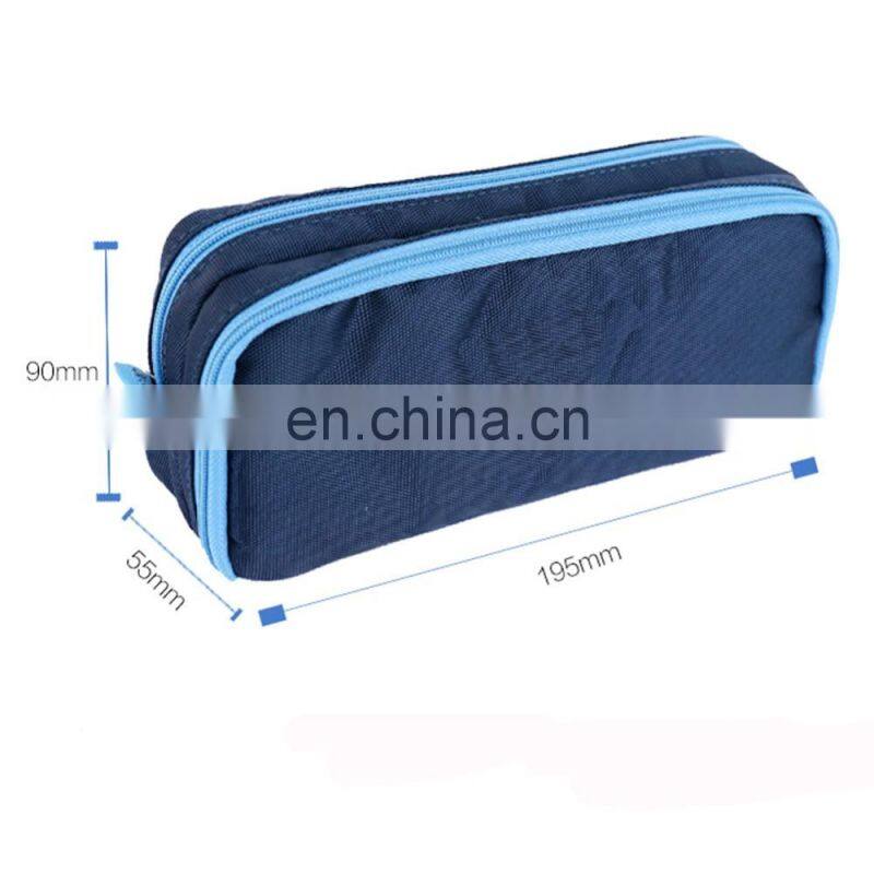 Canvas Durable Teenager Beautiful Double Zipper Pencil Bag