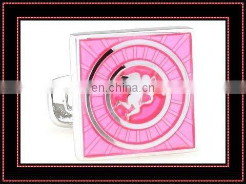Lovers heart pink enamel quality gift cufflinks