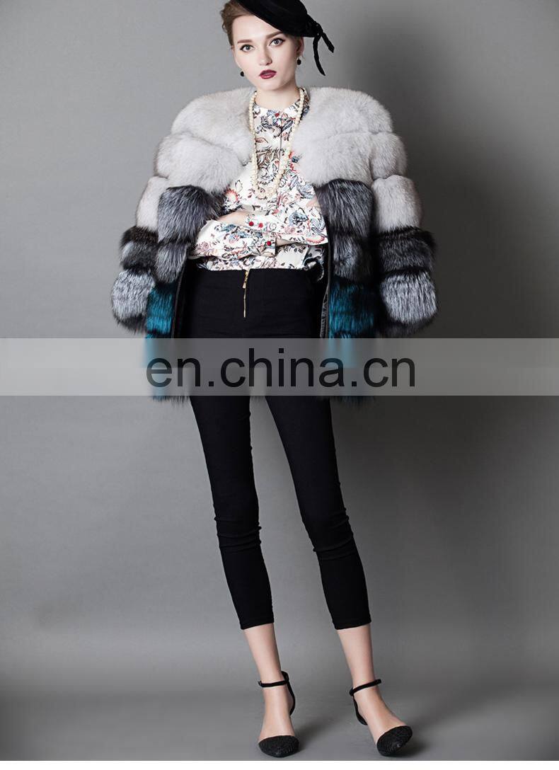2016 Top Grade Elegant Luxury Winter Warm Real Fox Fur Coat Jacket