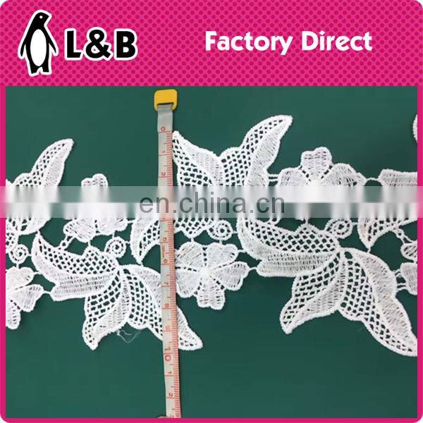 2017 wholesale white embroidery water soluble polyester lace