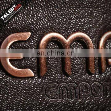 custom private metal casting brand logo label leather patches for jeans