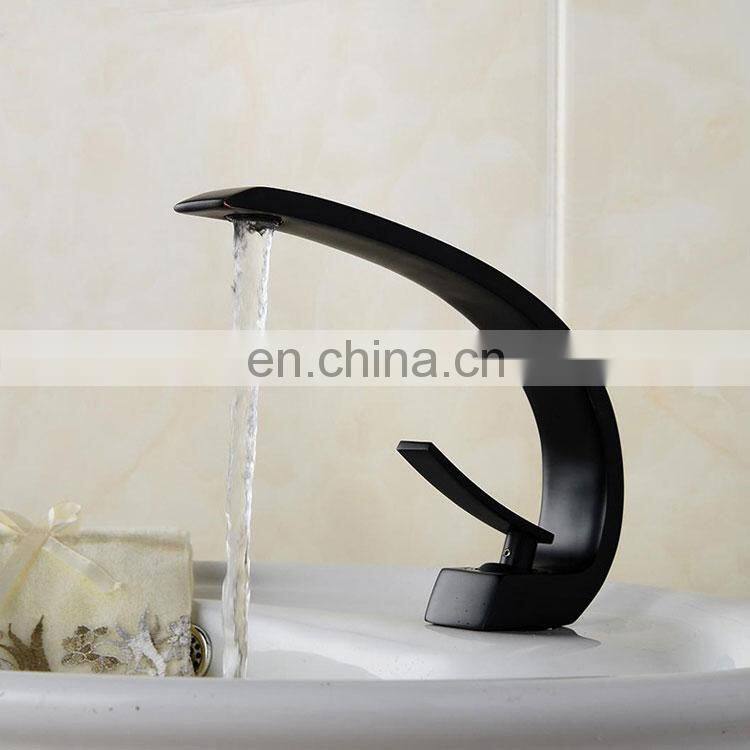 Hot Brass Cool Black Flat Curve Faucet Mixed Water Tap Hotel
