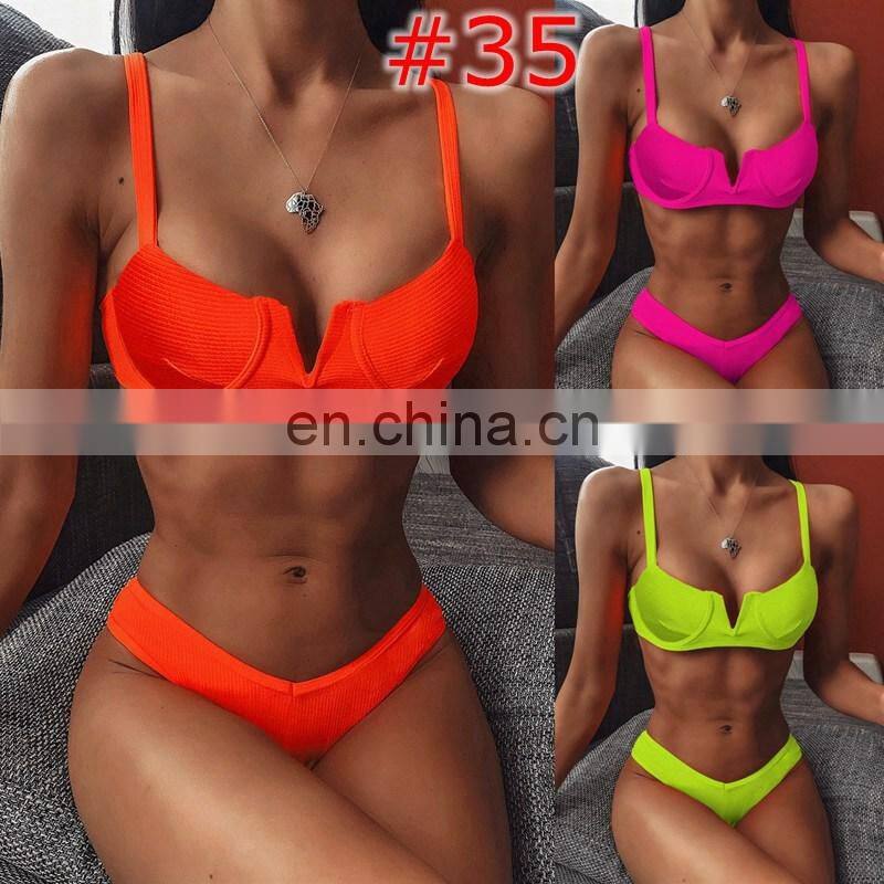 One shoulder neon green bikini 2019 micro Bandeau swimwear women bathing suit biquini Summer beachwear Push up swimsuit