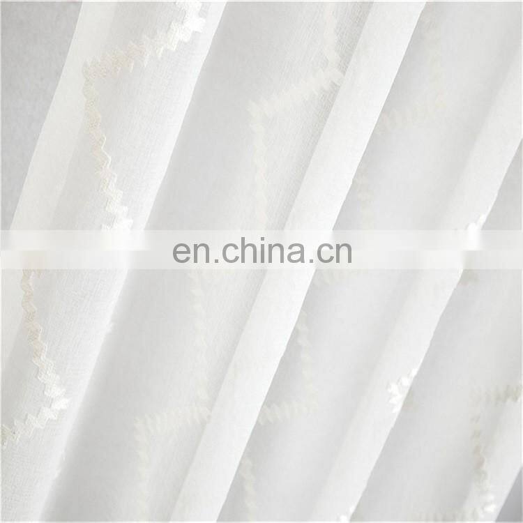China Supplier Embroidery Sheer Curtains Ready Made Voile Curtains For Living Room, Bedroom
