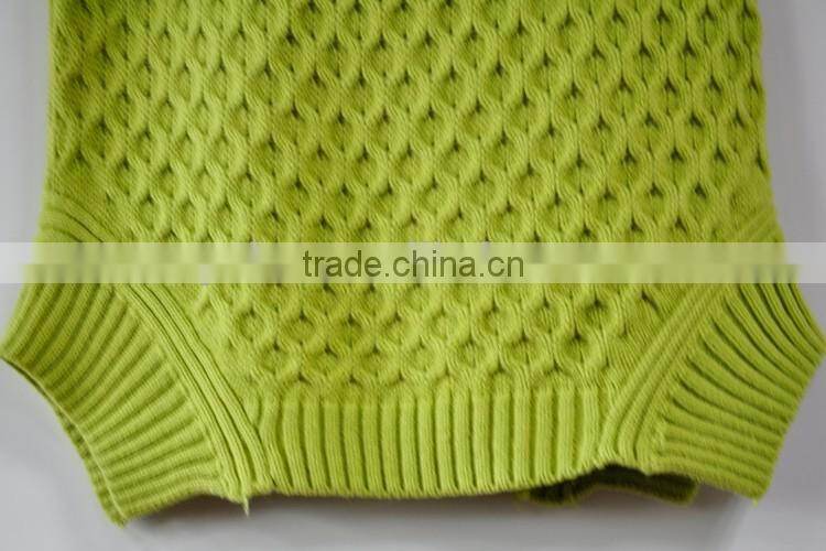 Pure Round Collar Pullover for Lady Olive Green Irregularity Lady Sweater