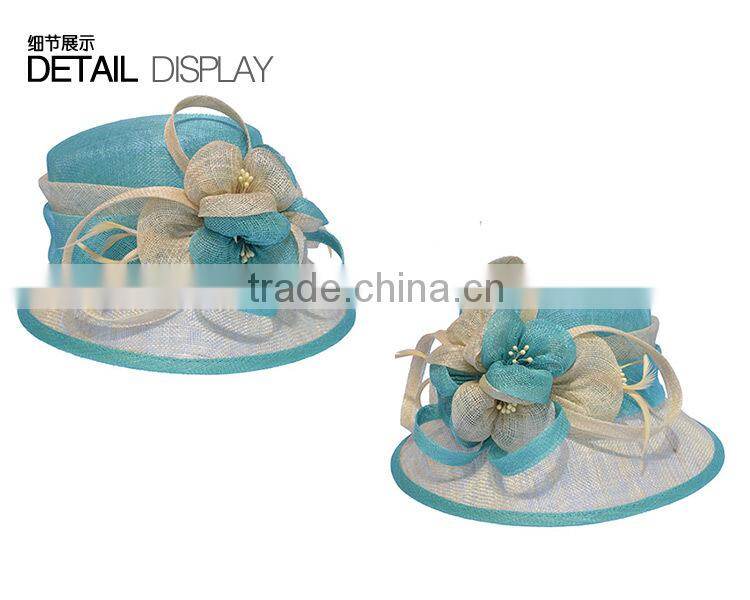 Elegant Plain Sinamay Hat Feather Wedding Party Hat