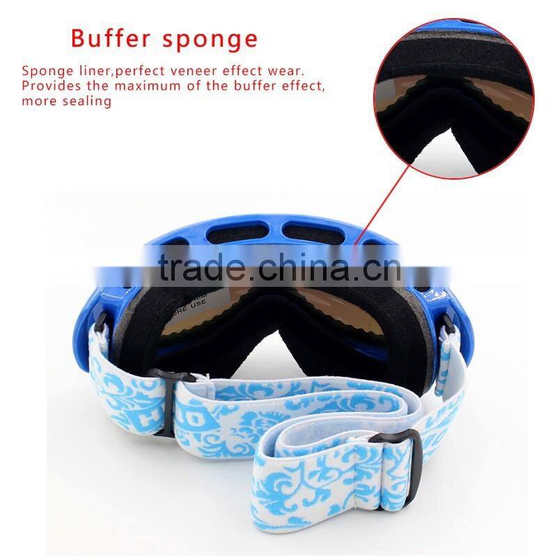 Black TPU frame PC dual anti fog lens snow goggles fashion sport racing ski glasses