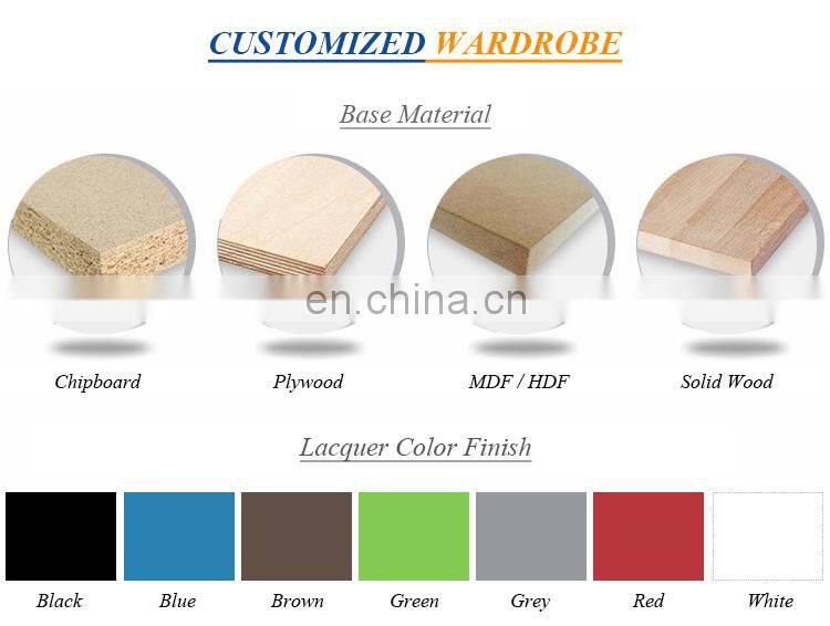 Modern mdf wooden cloth cabinet storage wardrobe furniture design custom bedroom white 6 door oak wood board wardrobe