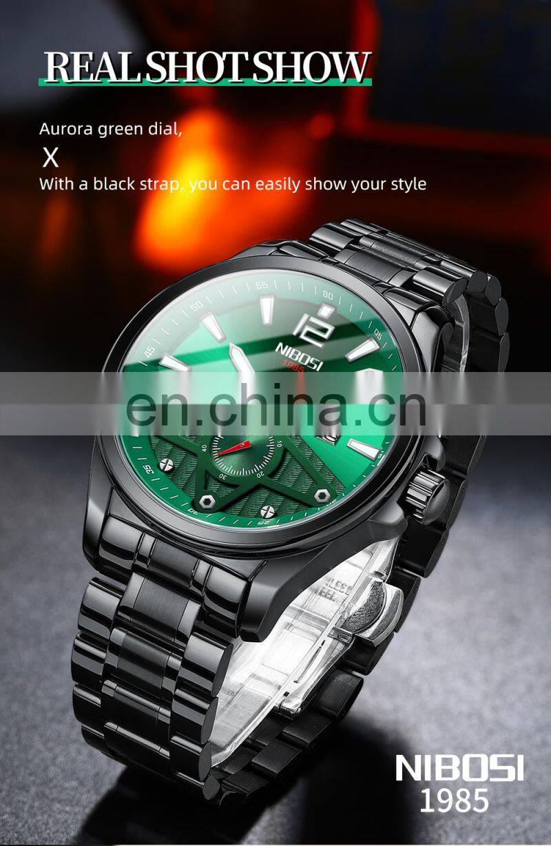 NIBOSI Fashion Luxury Men Watches Top Brand Luxury Quartz Wristwatch Sport Waterproof Chronograph Male Clock Relogio Masculino