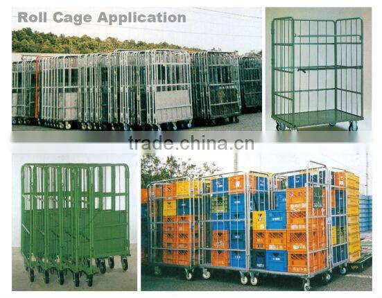 Foldable logistic warehouse steel wire rolling cage cart