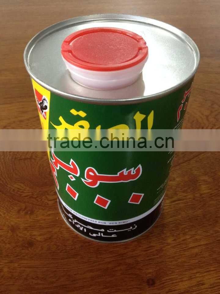 1 Liter tin can / refillable aerosol spray can with plastic caps for coconut oil