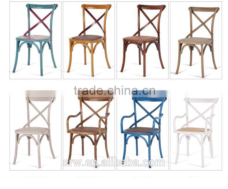 RCH-4002 French style rattan wood solid oak cross back chair