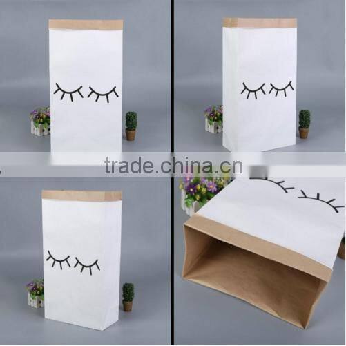 Popular Heavy Kraft Paper Bag,Animal Letter Cross Paper Storage Bags,Toys Clothes Kids Wall Pocket Children Room