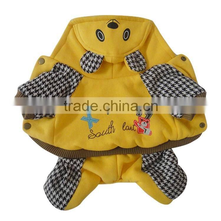 Cartoon bear four-foot thick warm yellow pet dog sweater