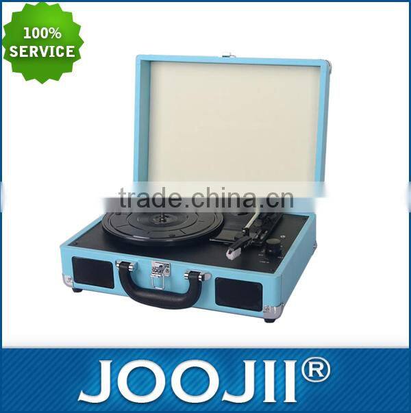 Three-Speed Portable Vinyl Turntable with Stereo Speakers