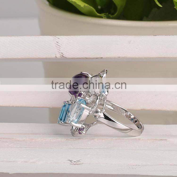 mirror polished white rhodium fashion sterling silver jewelry ring with stock